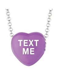 Sweethearts Enamel "Text Me" Heart on 16" Necklace Pendant with Gift Box