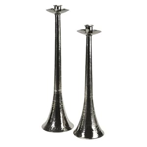 Set of 2 Novelty Overturned Trumpet Taper Candleholders