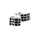 Chunky Woven Black and Silver Cufflinks with Gift Box