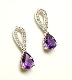 14k Amethyst & Diamond Drop Earrings