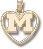 Michigan Wolverines Solid 10K Gold ''M'' Polished Heart Pendant