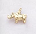 14kt Yellow Gold Rhino Charm. 3-Dimensional