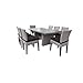 TK Classics FLORENCE-DTREC-KIT-8C-BLACK Florence Rectangular Table with 8 Armless Chairs Outdoor Wicker Patio Dining Sets, Black
