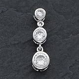 Sterling Silver Bezel Set 3 Stone CZ (Cubic Zirconia) Dangle Earrings