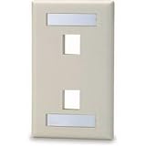 2-Port Single Gang Faceplate w /Labeling, Light Ivory