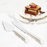 Brushed Silver Heart Shaped Cake Serving Set