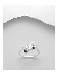 Heart Blue Sapphire Ring In 92.5 Sterling Silver