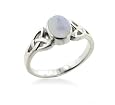 Sterling Silver Celtic Knot and Genuine Rainbow Moonstone Ring (Size 4,5,6,7,8,9,10,11,12,13,14,15)