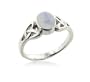 Sterling Silver Celtic Knot and Genuine Rainbow Moonstone Ring (Size 4,5,6,7,8,10,11,12,13,14,15)