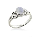 Sterling Silver Celtic Knot and Genuine Rainbow Moonstone Ring Size 4(Sizes 4,5,6,7,8,9,10,11,12,13,14,15)