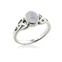Sterling Silver Celtic Knot and Genuine Rainbow Moonstone Ring (Size 4,5,6,7,8,9,10,11,12,13,14,15)
