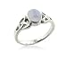 Sterling Silver Celtic Knot and Genuine Rainbow Moonstone Ring (Size 4,5,6,7,8,9,10,11,12,13,14,15)