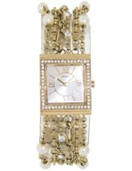 GUESS Ladies W0140L2 Yellow Gold-Tone Embellished Bracelet Watch