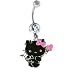 Hello Kitty DEVIL Black & White PREMIUM Sexy Cute Belly Navel Ring Silver/Chrome Hello Kitty DEVIL Black & White PREMIUM Sexy Cute Belly Navel Ring Silver/Chrome