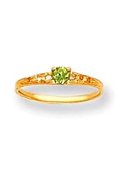 MadiK® Collection 14K Yellow Gold Genuine Peridot Birthstone Baby Ring Size 3
