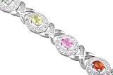 14KT White Gold 3.69 cttw. Multi-Sapphire & Diamond Bracelet