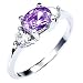 Laurene Bijoux Ladies Ring Maelis engagement ring silver color - Cubic Zirconia amethyst purple