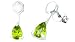 Pear Cut Peridot Drop Earrings Sterling Silver