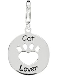 Heart U Back Sterling Silver Cat Lover Paw Charm