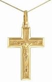 medium solid beveled edge gold crucifix cross (14K gold, without chain)