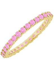 Pink Sapphire Eternity Bangle 14K Yellow Gold - 6.00 CT TGW