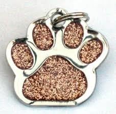 Melian Glitter Pet Tag Gold Paw Print Design 26Mm S/Steel From - Message Us With Text Required