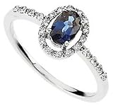 Genuine Blue Sapphire and Diamond Ring