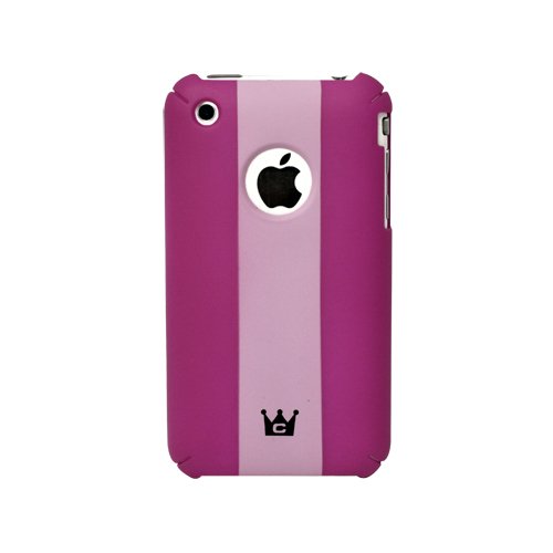 CaseCrown iPhone 3G 3GS Soft Polycarbonate Slim Fit Case - Hot Pink with Pink Stripe