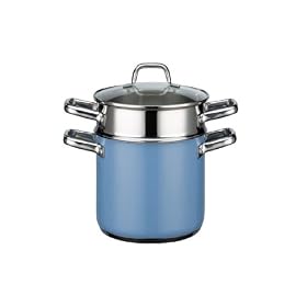 Buy ELO 45340 Classic Color Stainless Steel 5-1 2-Quart Multi-Pot with Pasta Insert and Glass Lid, Blue...