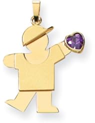 14k Boy with CZ February Birthstone Charm