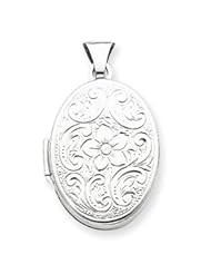 Sterling Silver Oval Floral Locket