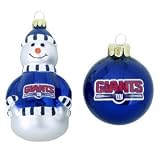New York Giants Mini Blown Glass Team Logo Christmas Ornament Set (Snowman & Glass Ball)