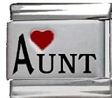 Clearly Charming Heart Aunt Red Heart Laser Italian Charm