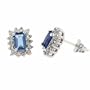 Sterling Silver Simulated Tanzanite CZ and Simulated Diamond CZ Post Earrings