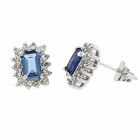 Sterling Silver Simulated Tanzanite CZ and Simulated Diamond CZ Post Earrings by SilverSpeck.com
