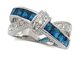 Princess Cut Blue and Clear CZ Band