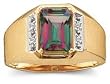 Emerald-Cut Mystic Topaz & Diamond Gemstone Ring