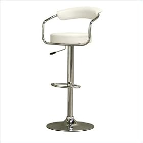 Wholesale Interiors Baxton Studio Adjustable Polished Chrome White Swivel Bar Stool by WHOLESALE INTERIORS INC