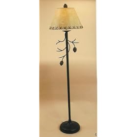 Pine Cone Tree Branch Pinecone Pinecones Twig Cabin Lodge Home Decor Standing Metal Floor Lamp with Shade Home Decor Lighting