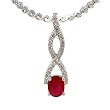 14K White Gold Ruby and Diamond Pendant