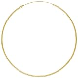 18kt Gold over Sterling Silver 50mm Endless Classic Hoop Earring w 1mm Tubing