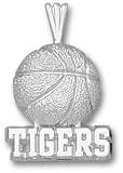 Memphis Tigers Solid Sterling Silver ''TIGERS'' Basketball Pendant