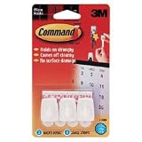 Hooks, adhesive, removable, reusable, micro, white, 3-pack MMM17066