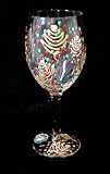Christmas Trees Design - Hand Painted - Wine Glass - 8 oz.