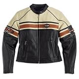 Harley Davidson Women's Torque Leather Jacket, Black, White, and Red, midweight leather. 98094-06VW