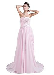 Strapless Charmeuse/Chiffon Sleeveless Gathered Evening Dress 