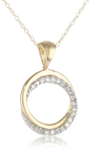 10k Yellow Gold Diamond Circle Pendant Necklace 1 10 cttw I-J Color I2-I3 Clarity 18B005N1P0TW