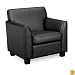HON COMPANY Tailored Black Leather Club Chair, Wood Legs, 33 x 28-3/4 x 32