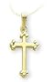 14k Yellow Gold Polished Cross w/ Beaded Ends on 18" Yellow Gold Chain
