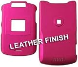 Hot Pink Leather Finish Hard Case for Motorola RAZR V3xx Cell Phone